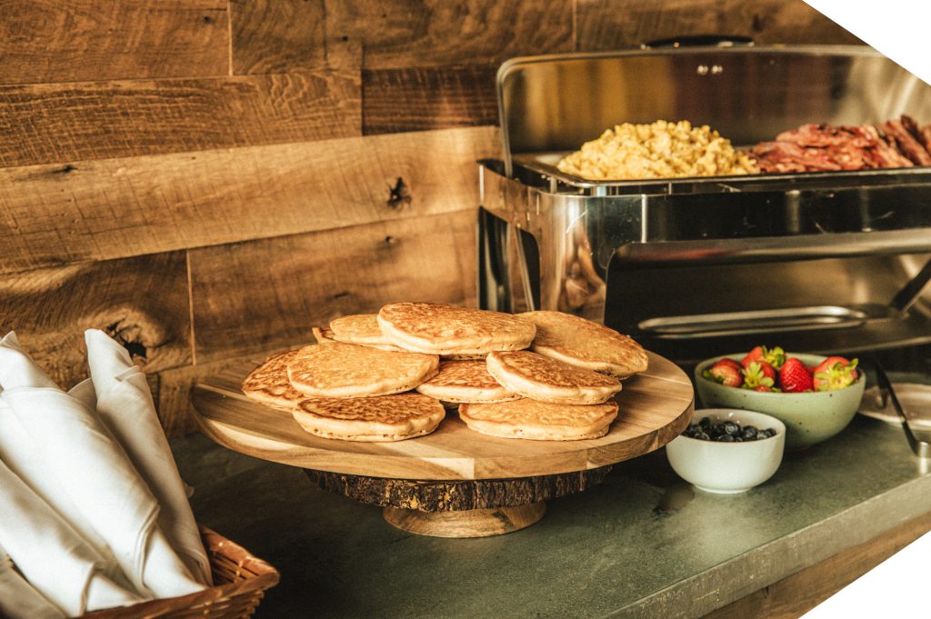 Kodiak Food Service - pancakes on a tray in a buffet line