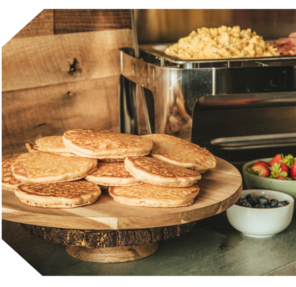 food service channels - Hotel and lodging buffet of Kodiak Cakes pancakes, eggs and fresh fruit