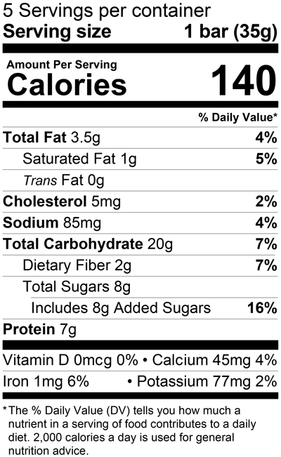 Kodiak Cakes Chocolate Chip Chewy Granola Bar nutritional info