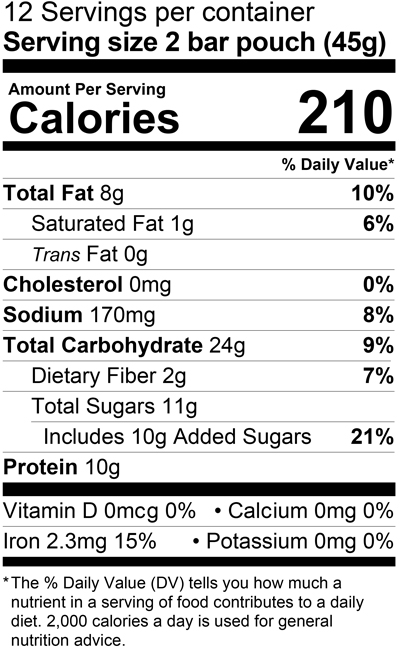 Chocolate Chip Crunchy Granola Bars 6 ct nutritional info